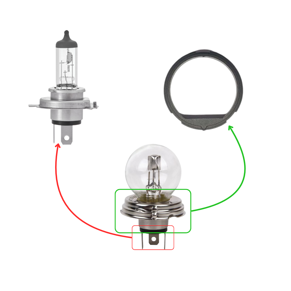 ADATTATORE DA ASIMETTRICO H5 P45T A H4 PER VEICOLI D'EPOCA - PL619