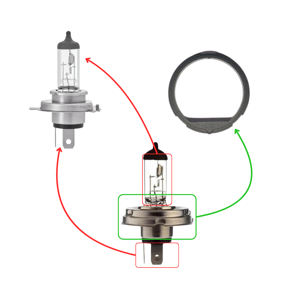 ADATTATORE DA ASIMETTRICO H5 P45T A H4 PER VEICOLI D'EPOCA - PL619