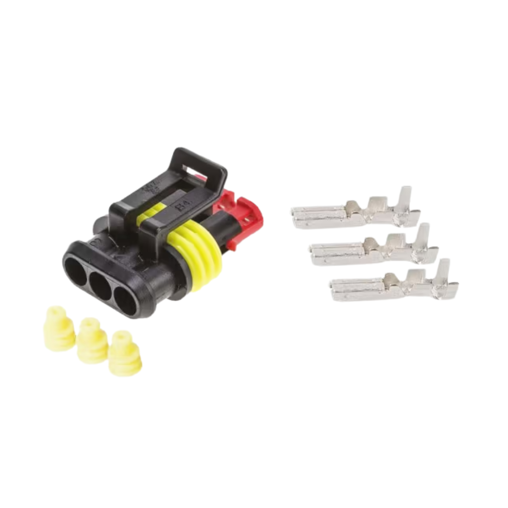 CONNETTORE MASCHIO 3 PIN SUPERSEAL CON FASTON - PL74003