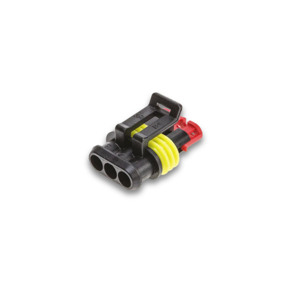CONNETTORE MASCHIO 3 PIN SUPERSEAL CON FASTON - PL74003