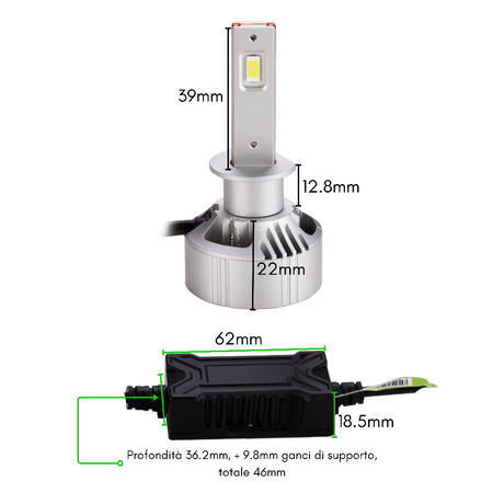 KIT LED H1 CANBUS TRUCK 12 e 24 VOLT - PLH1X6P - Plaser
