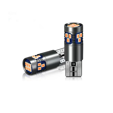 LUCI PER INDICATORI DI DIREZIONE ARANCIO LED T10 WY5W CANBUS - PLT10-19A - Plaser