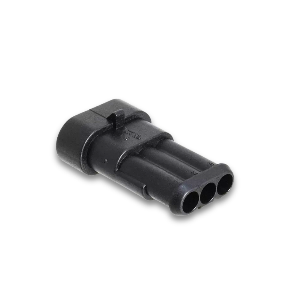 CONNETTORE FEMMINA 3 PIN SUPERSEAL CON FASTON E GOMMINI