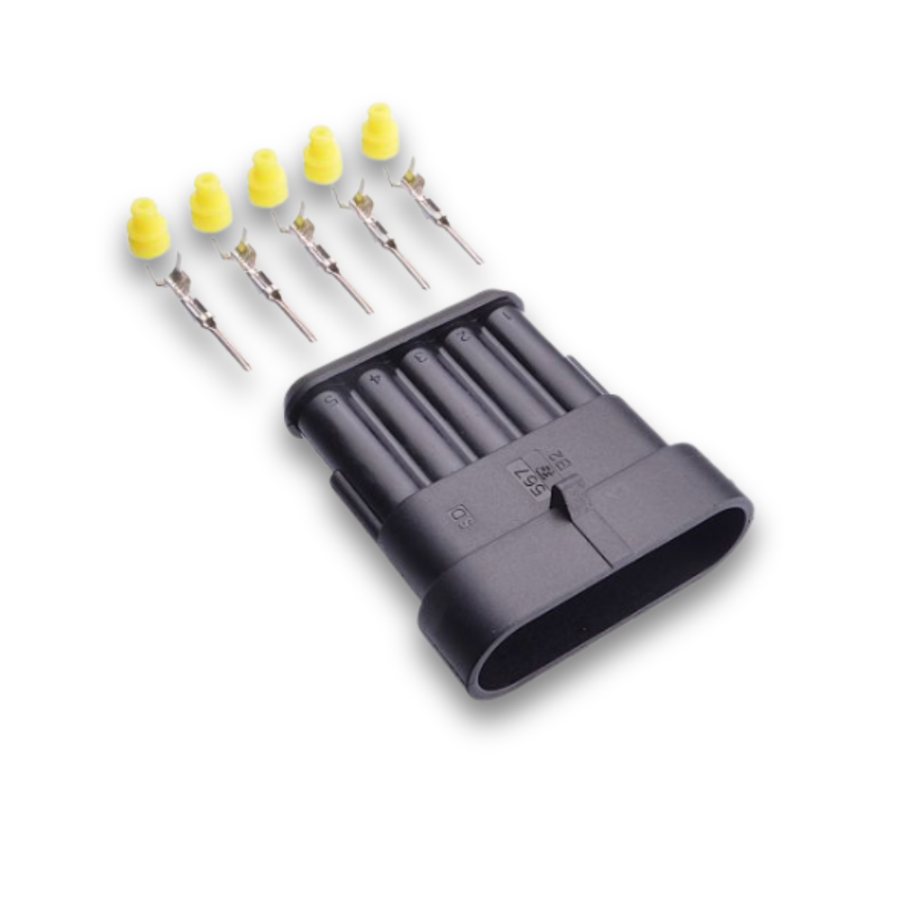 CONNETTORE FEMMINA 5 PIN SUPERSEAL CON FASTON E GOMMINI